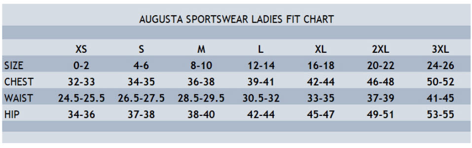 Augusta Sportswear Youth Size Chart