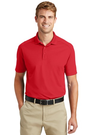 red polo and khakis