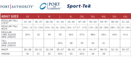 Sport Tek Dri Fit Size Chart